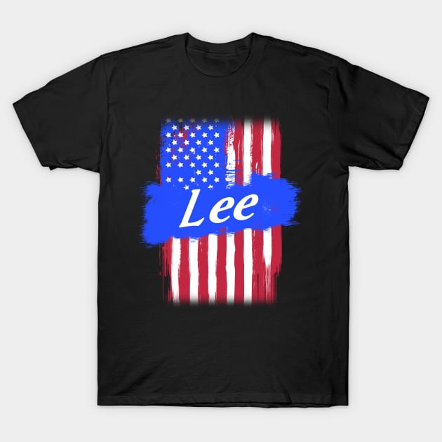 American Flag Lee Family Gift For Men Women, Surname Last Name T-Shirt by darius2019